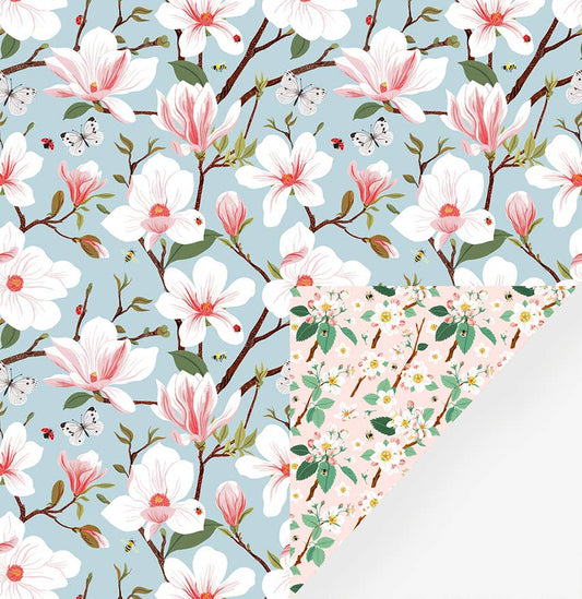 Botanica Paper Co. - MAGNOLIA & APPLE BLOSSOM |  Double Sided Wrapping Paper Sing