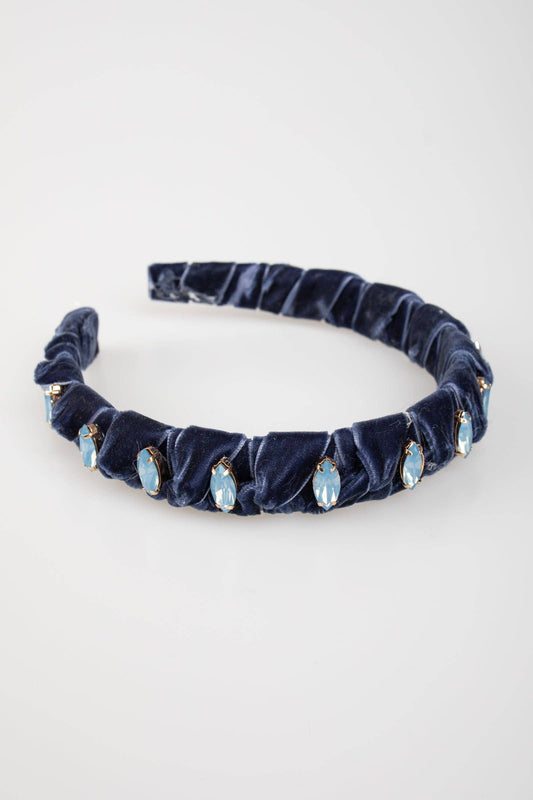 Violet & Brooks - Velvet Knotted Headband: Navy