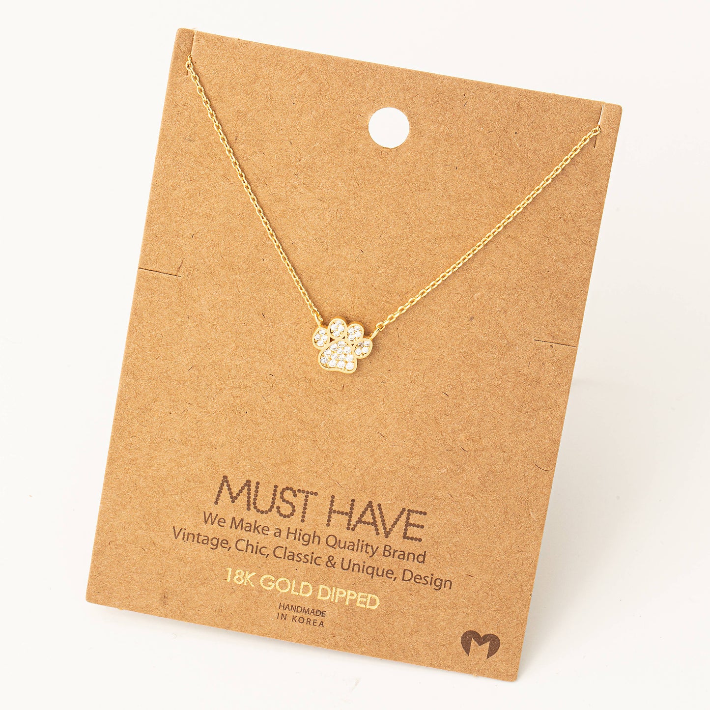 Fame Accessories - Dog Paw Print Charm Necklace