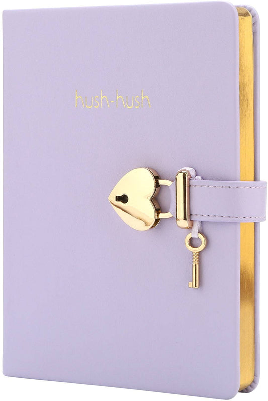 Heart Lock Diary for Girls with Key, Vegan Cover (Orchid)
