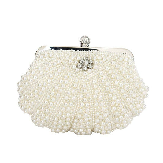 PEACH ACCESSORIES - 8039 shell shape clutch bag in Ivory