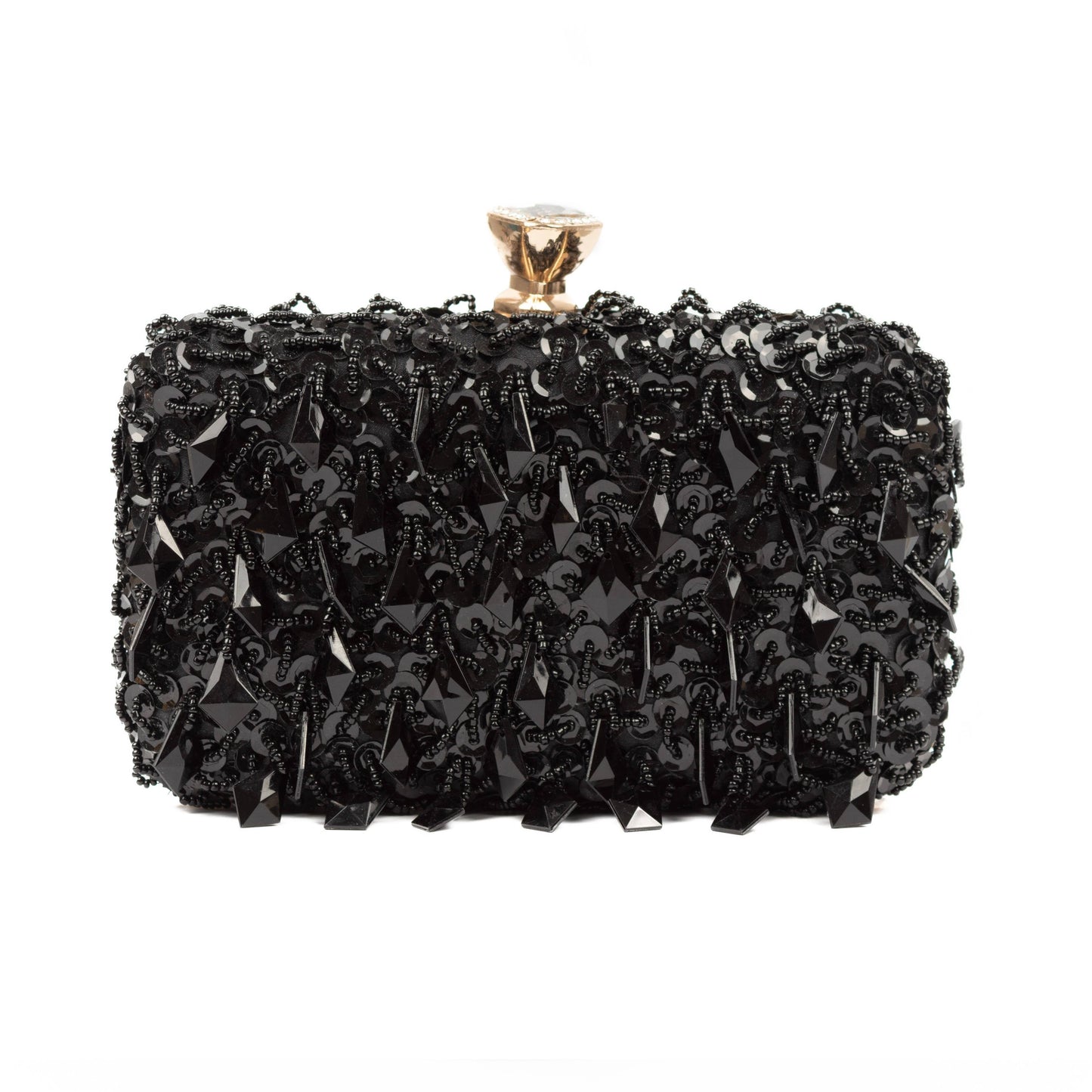 PEACH ACCESSORIES - OC3910 embellished beads embellished evening bag: Black