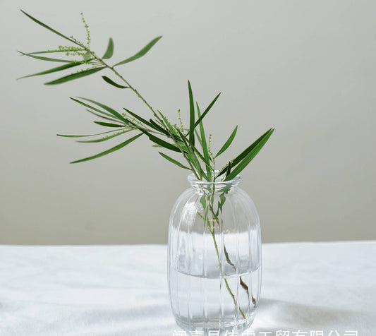 Sweet Home Deco - Pleated Glass Bud Vase, Small Glass Vases, Clear