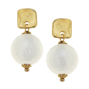 Susan Shaw - Gold Posts with Cotton Pearl Earrings