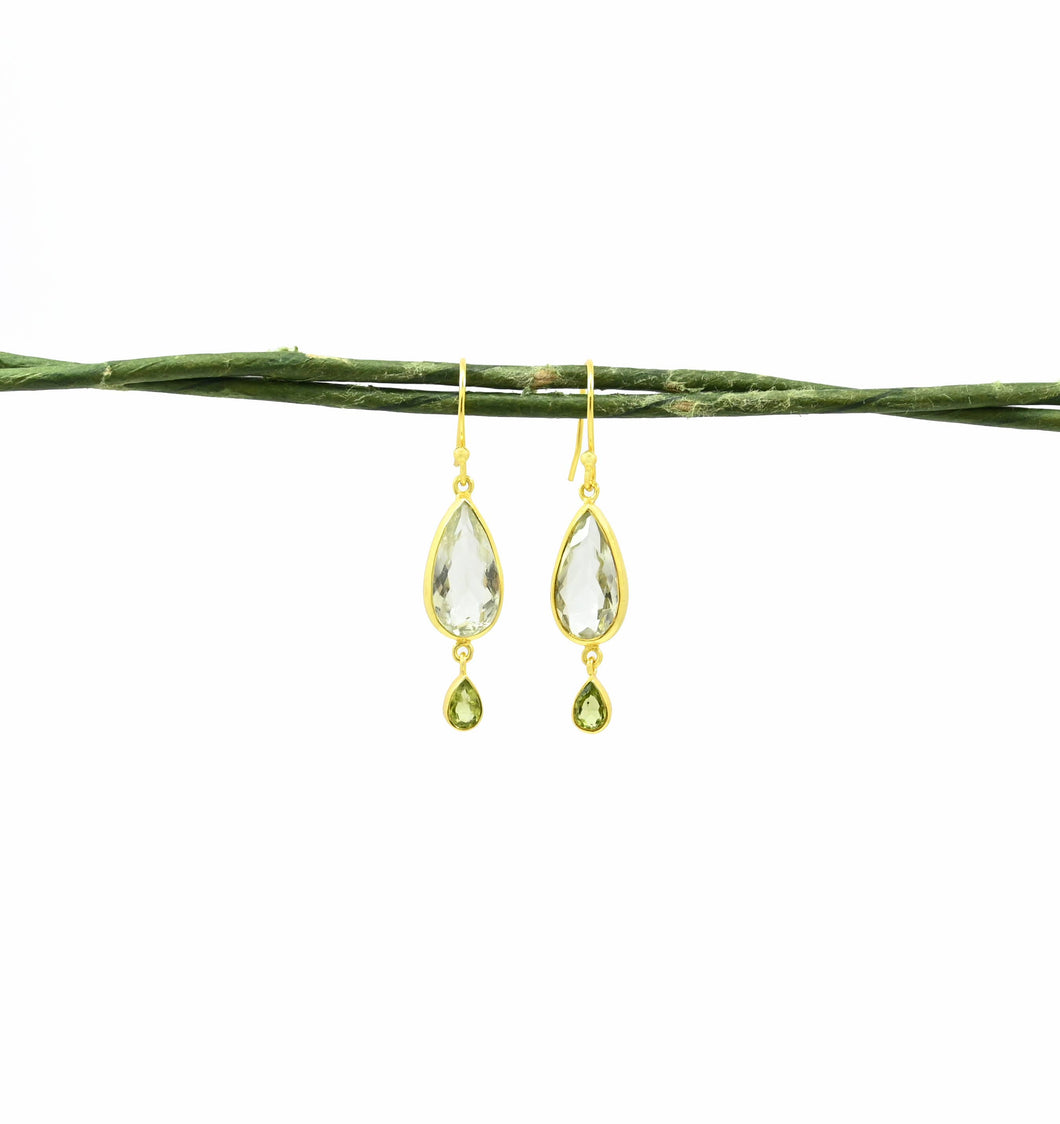 Schmuckoo Berlin - Robbie Earrings Gold Silver 925 - Green Amethyst & Peridot