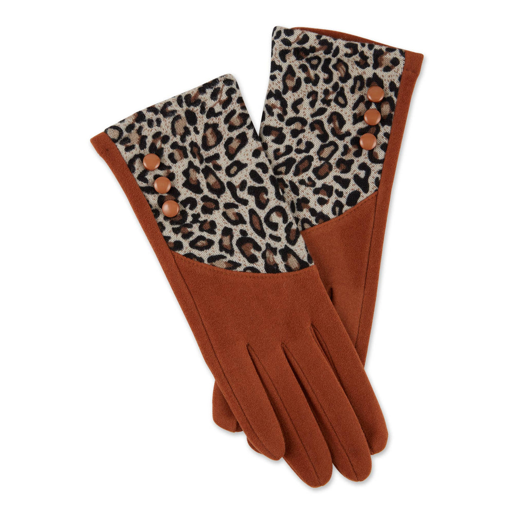Hadley Wren - Leopard Button Gloves - Tan