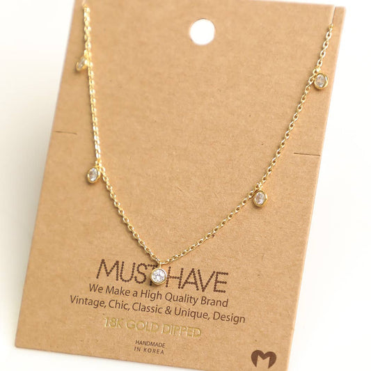 Fame Accessories - Crystal Drop Charm Necklace