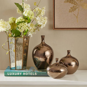 Olliix - Handmade Metallic Bronze Ceramic Vases (Set of 3)