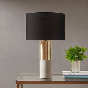 Olliix - Black Fabric Shade Table Lamp with Gold Steel Base