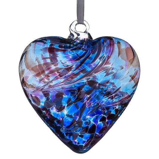 Sienna Glass - 8cm Friendship Heart - Purple & Blue