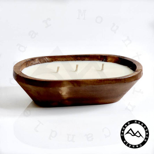 Cedar Mountain Candle - WINTER & HOLIDAY: 3 Wick Natural Wood Dough Bowl
