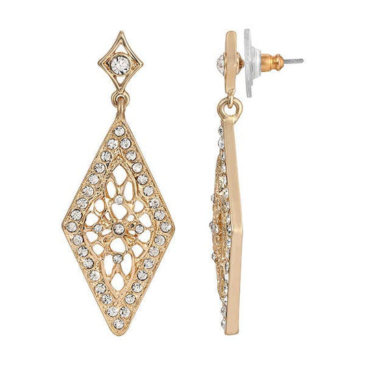 1928 Jewelry - 2028 Jewelry Crystal Diamond Shape Filigree Drop Earrings