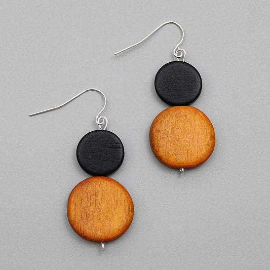 Sylca Designs - Black and Mustard Double Bead Cina Earrings