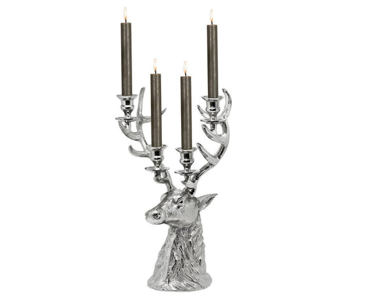 EDZARD - Kerzenleuchter Hirsch Richard für 4 Stabkerzen, Höhe 43 cm
