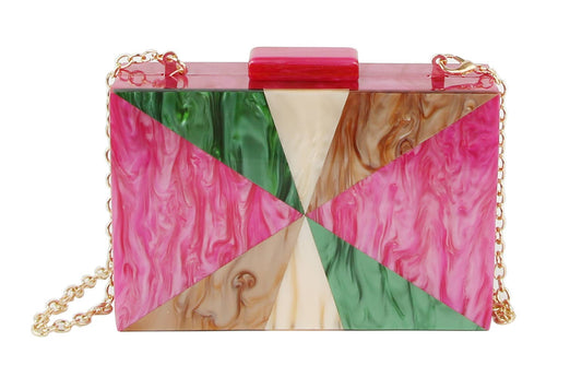 Handbag Factory Corp - Multi Color Acrylic Evening Cocktail Clutch Purse: MT2 / ONE SIZE