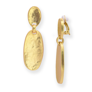 KARINE SULTAN - Textured Oval Drop Clip On: Gold