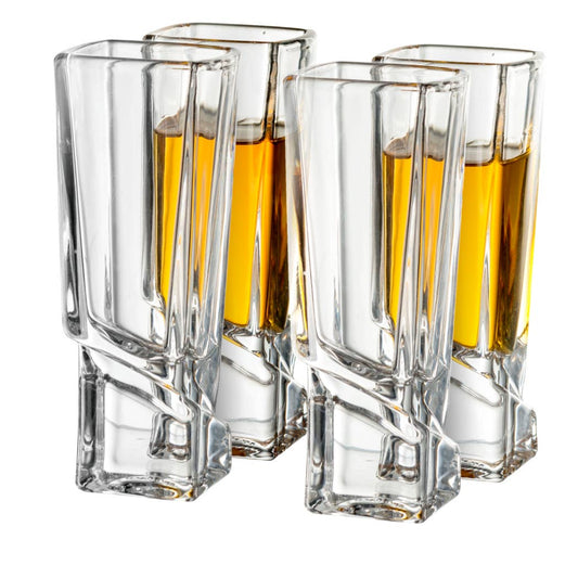 JoyJolt - Carre Square Heavy Base Shot Glass, Set of 4