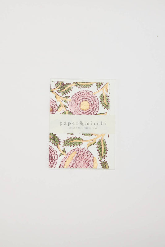 Paper Mirchi - Hand Block Printed Greeting Card - Marigold Glitz Blush