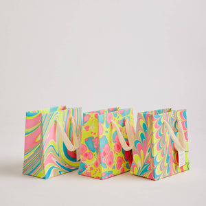 Paper Mirchi - Hand Marbled Gift Bags (Small) - Neon