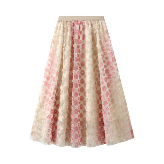 PEACH ACCESSORIES - SK109 Small daisy embellished skirt: Pink