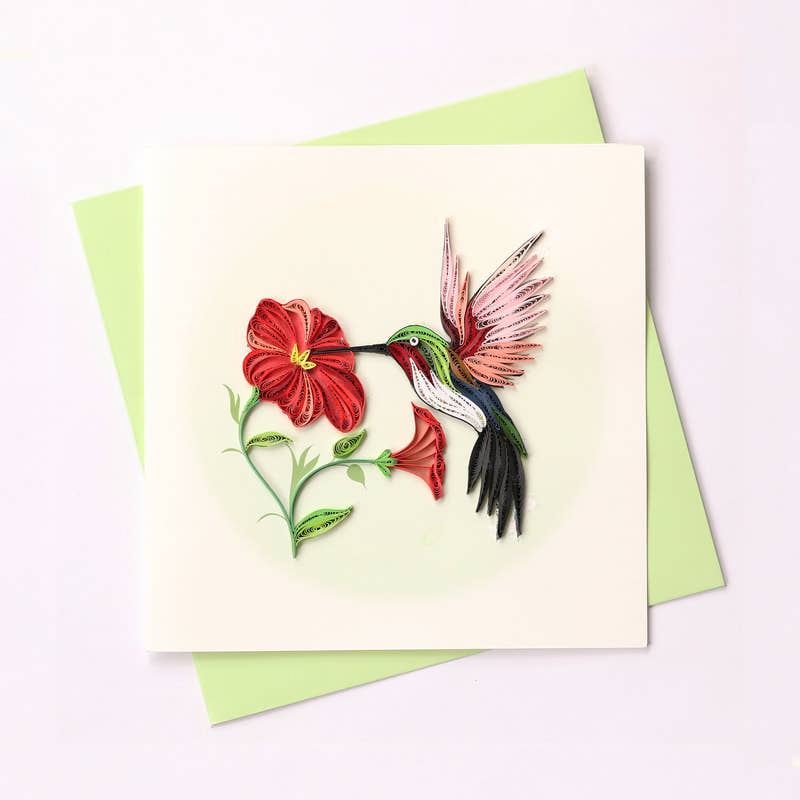 Poppin Cards and Gifts - Hummingbird Quilled Card
