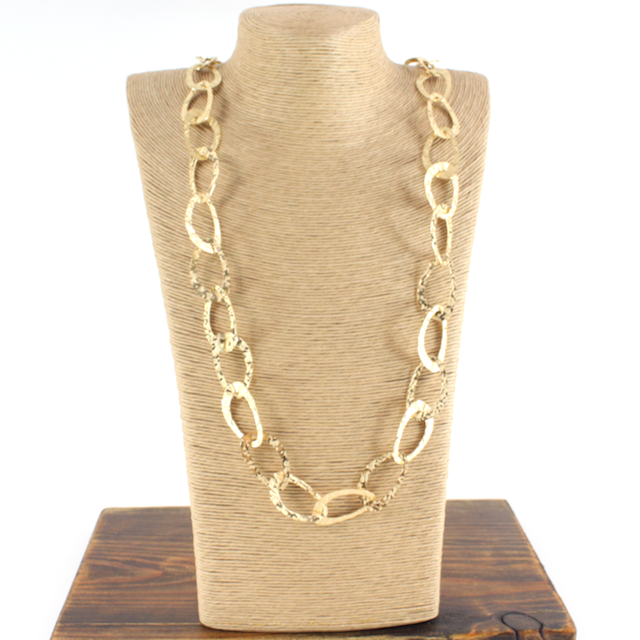 Pretty Persuasions - N23266 Long Textured Stainless Steel Link Chain Necklace