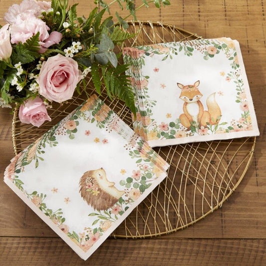 Kate Aspen - Woodland Baby 2 Ply Paper Napkins - Pink (Set of 30)