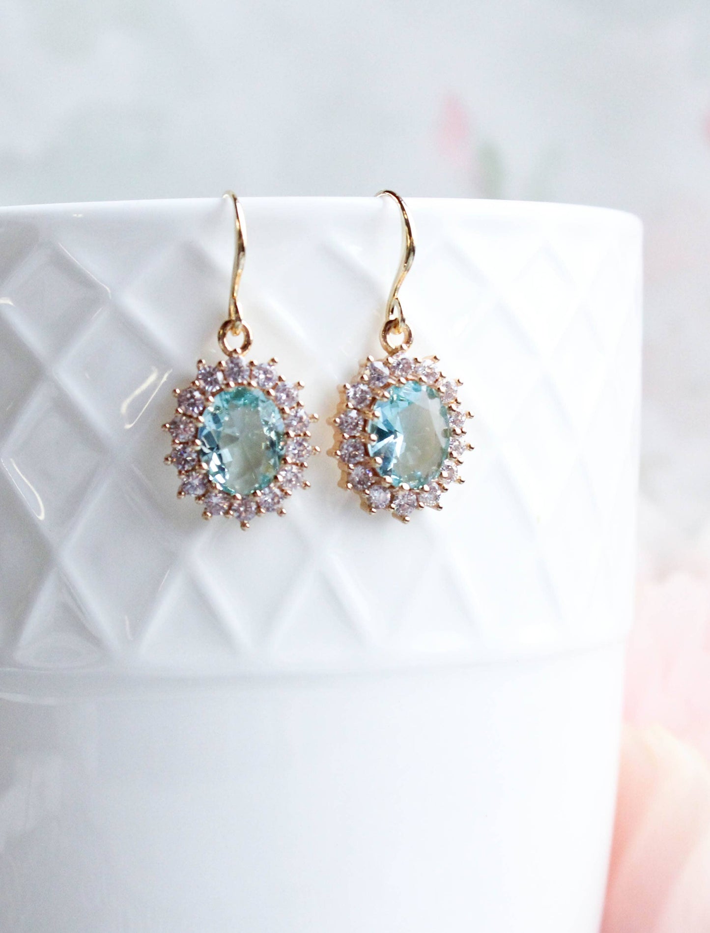 A Pocket of Posies - Aqua Glass Earrings