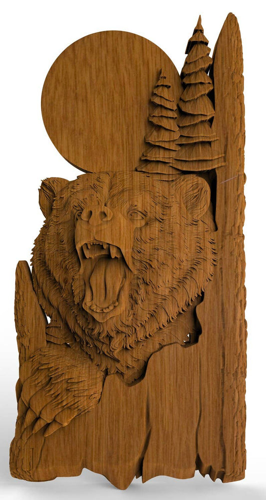 wood-cellar - Bear and moon Hunting gift wood carvings