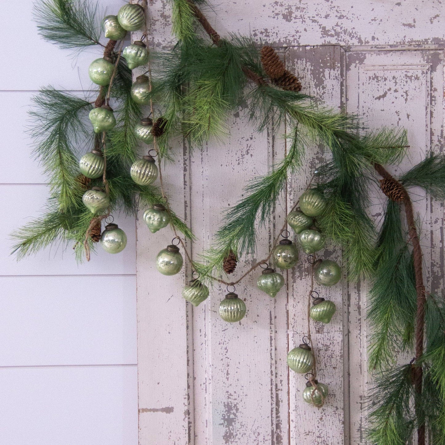 Garland - Green Mercury Glass Ornaments (PC)