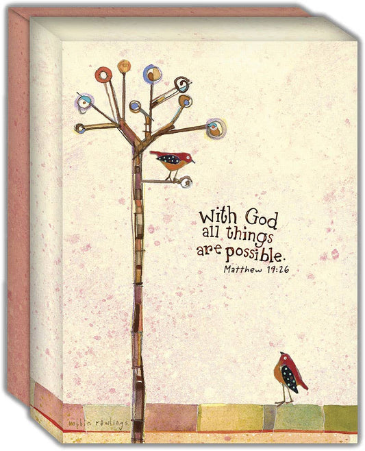 Crown Point Graphics - With God - Tree and Bird Notecard Boxed Notecard Box of 15