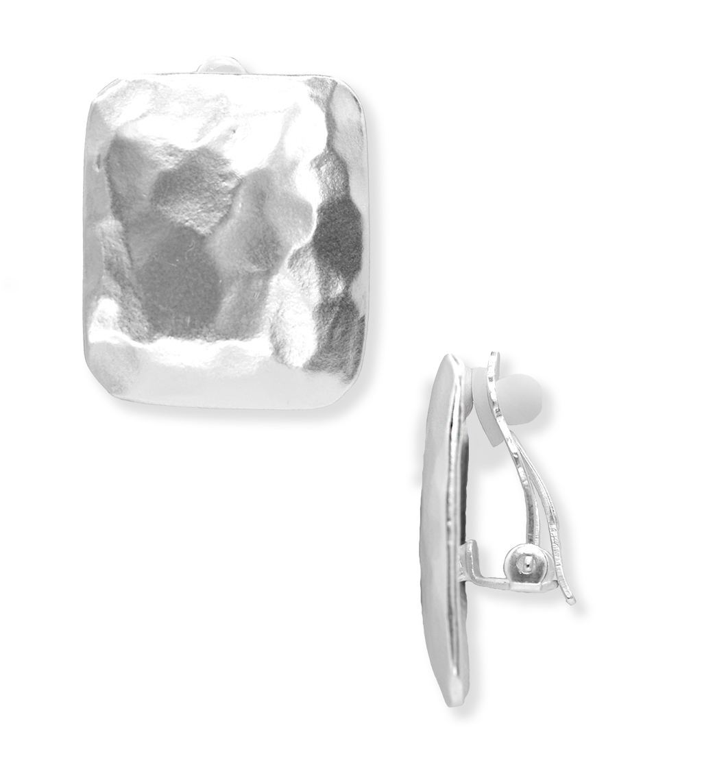 KARINE SULTAN - Textured Square Clip On: Silver