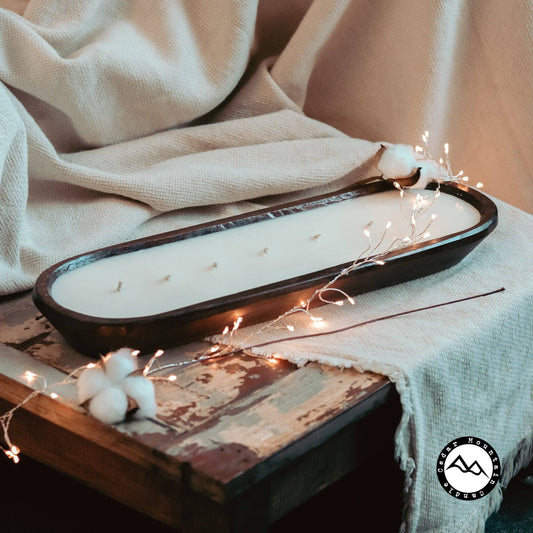 Cedar Mountain Candle - FALL SCENTS: 7 Wick Natural Wood Dough Bowl