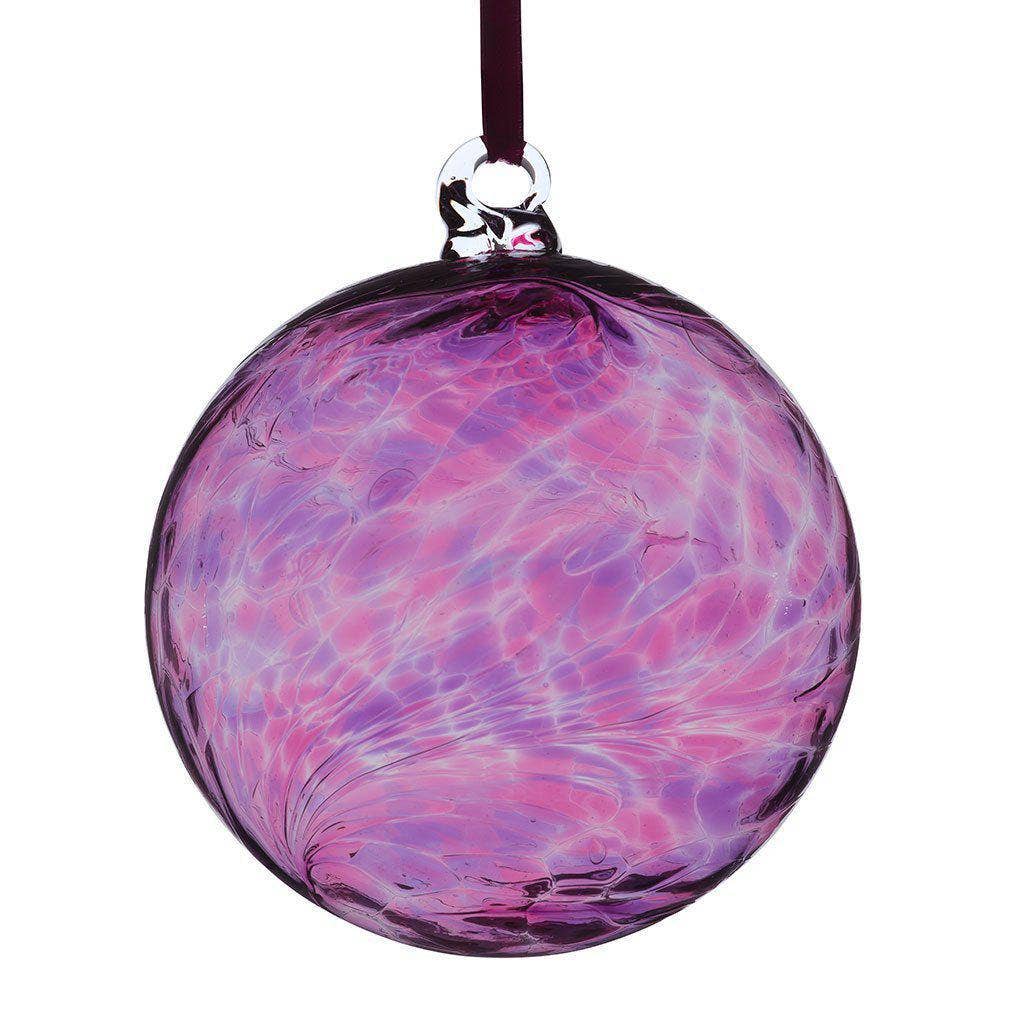 Sienna Glass - 8cm Friendship Ball - Pink & Purple