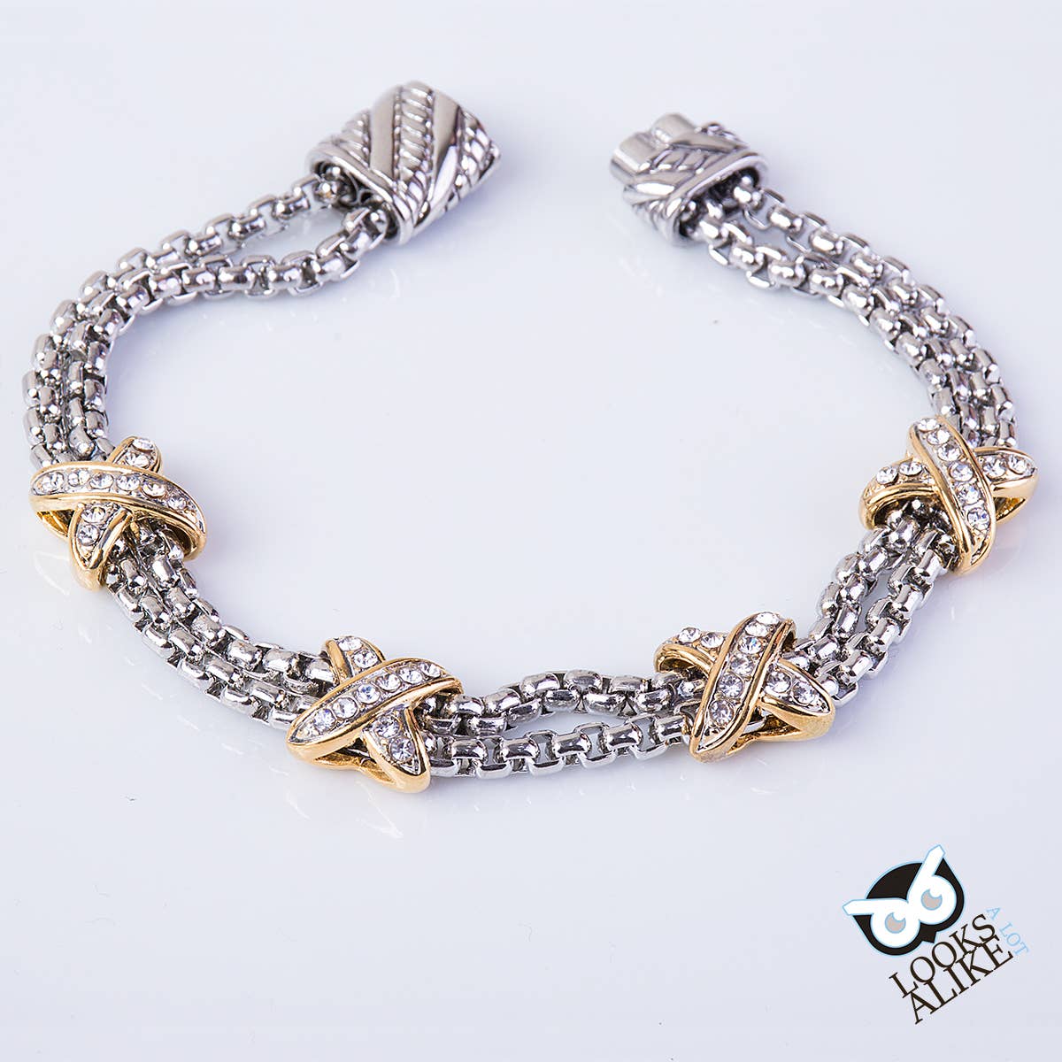 My Best Kept Jewelry - Two Tone Crystal X Station Bracelet