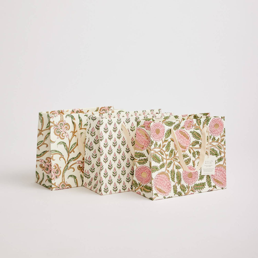 Paper Mirchi - Hand Block Printed Gift Bags (Medium) - Blush