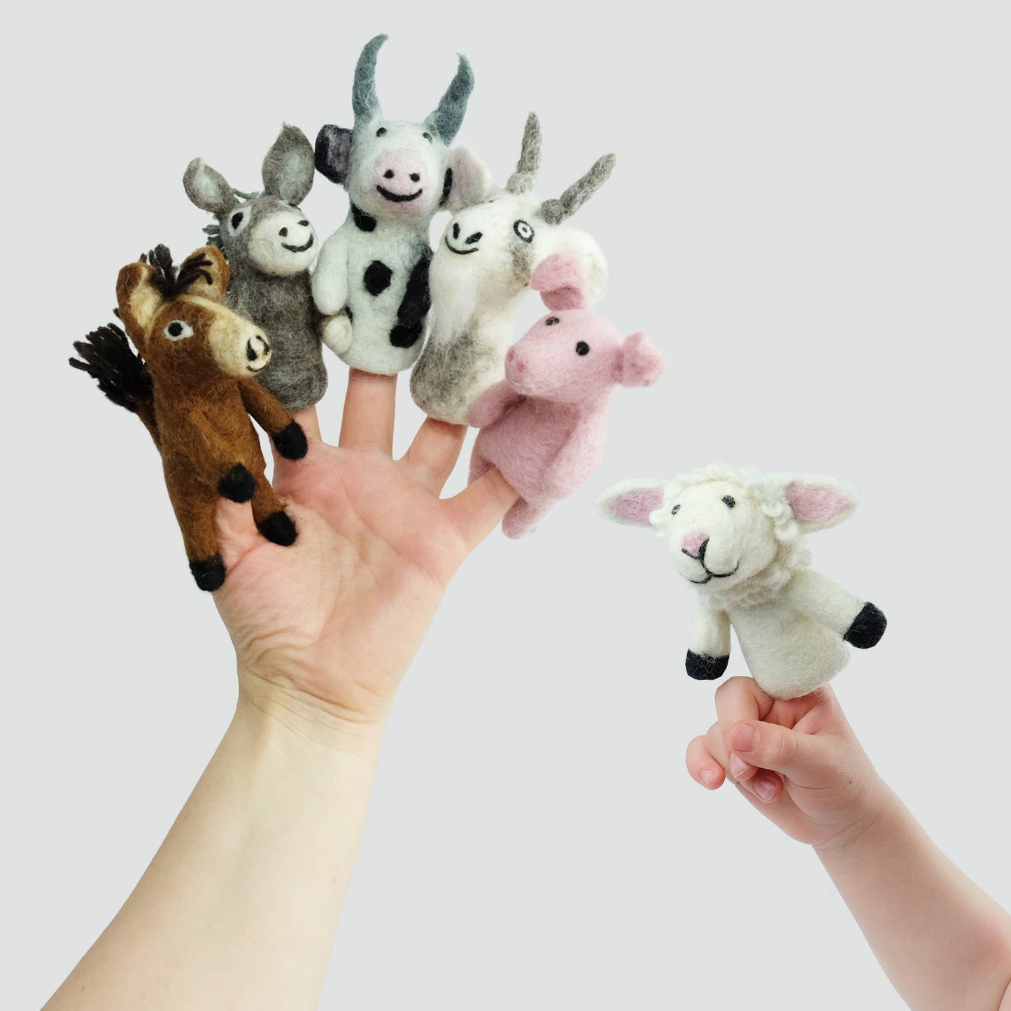 The Winding Road - Felt Finger Puppets  - Assorted Barnyard Buddies Set of 6