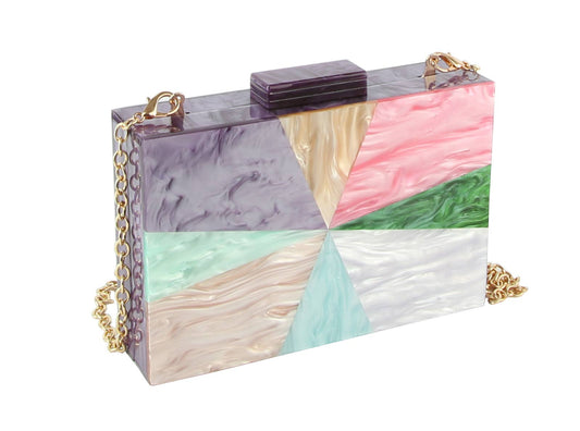Handbag Factory Corp - Multi Color Acrylic Evening Cocktail Clutch Purse: MT1 / ONE SIZE