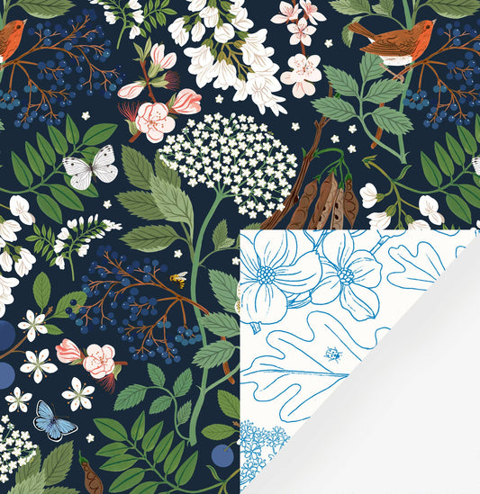Botanica Paper Co. - FLOWERING TREES - NIGHT | Double Sided Wrapping Paper