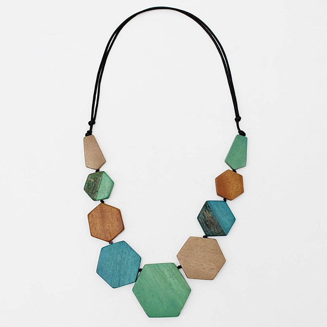 Sylca Designs - Aqua Hexagon Morgan Necklace