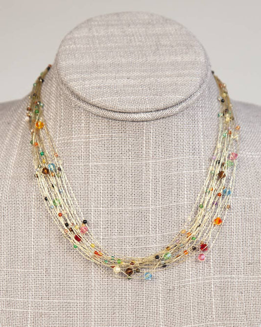 Crossroads Accessories Inc - Bird's Nest Necklace: Gold Multi-Colored
