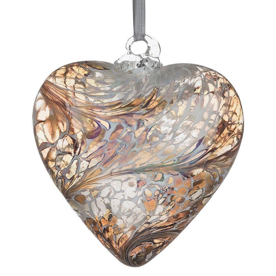 Sienna Glass - 8cm Friendship Heart - Pastel Gold