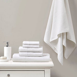 Olliix - Waffle 6-Piece Bath Towel Set [Certified], White