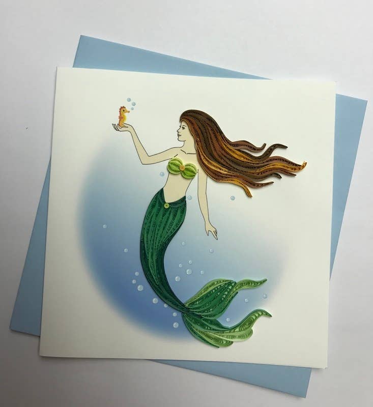 Poppin Cards and Gifts - Mermaid Quilled Card