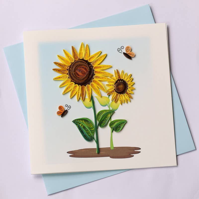 Poppin Cards and Gifts - Sunflower Quilled Card