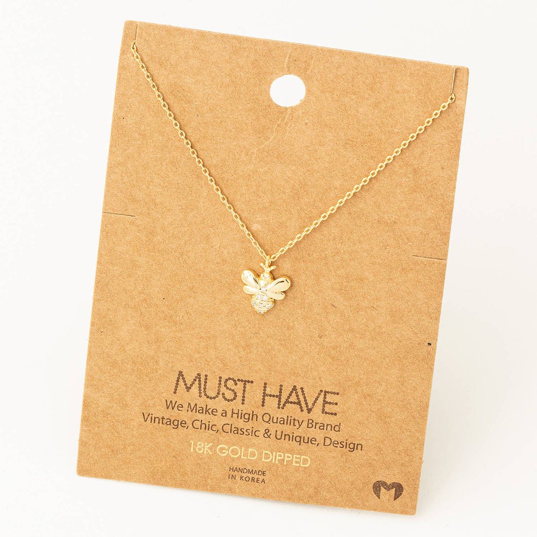 Fame Accessories - Dainty Bee Pendant Necklace