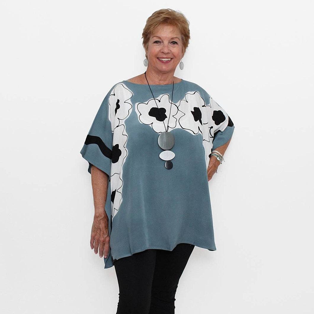 Sylca Designs - Black and Gray Flower Blouse