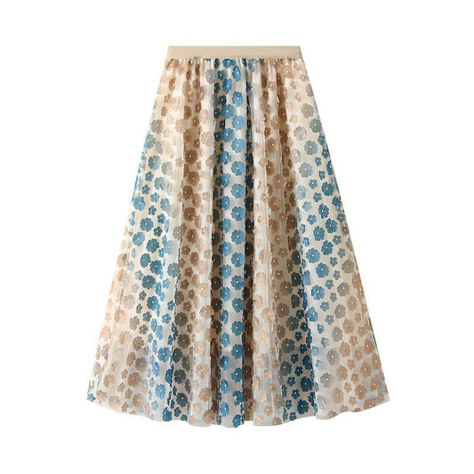 PEACH ACCESSORIES - SK109 Small daisy embellished skirt: Blue