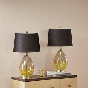 Olliix - Set of 2 Gold Glass Base Black Table Lamps