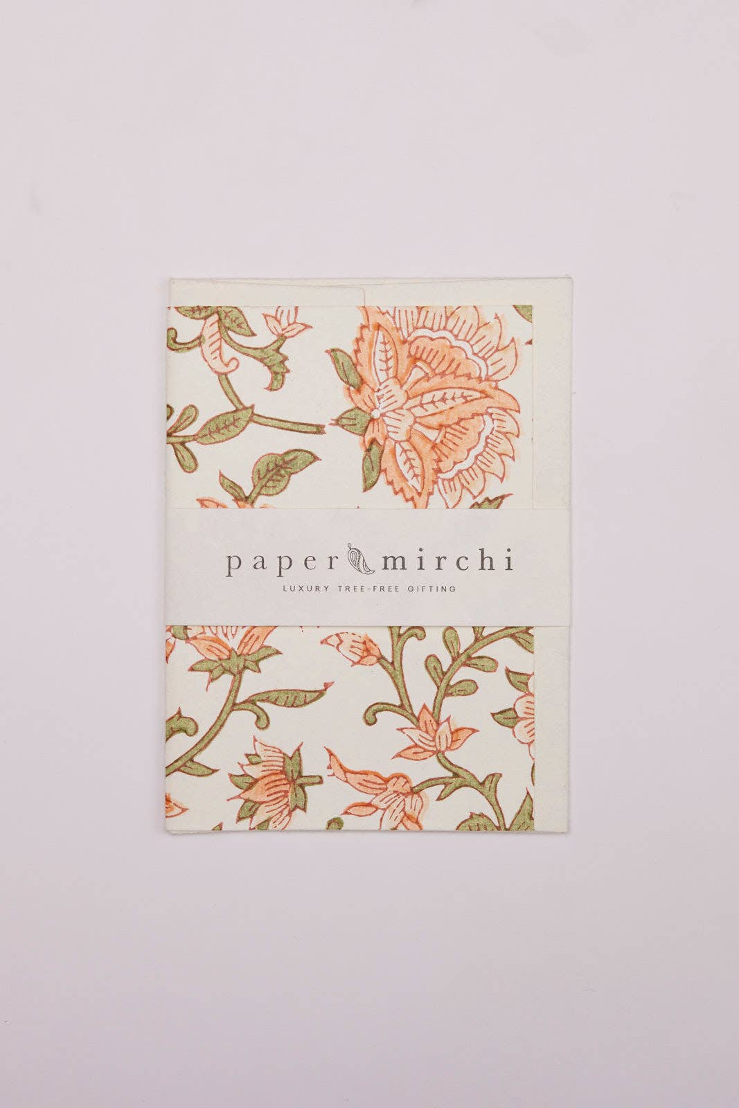 Paper Mirchi - Hand Block Printed Greeting Card - Flora Coral